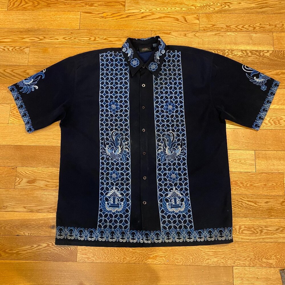 7 Diamonds Mens Short Sleeve Bird Geometric Floral Shirt Button Front READ